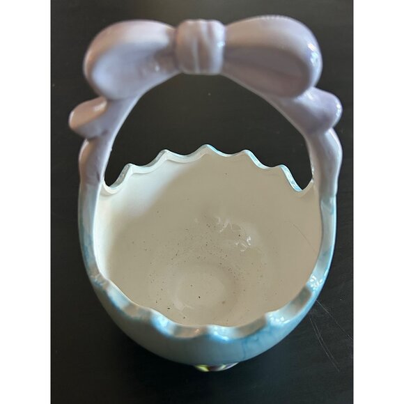 Ken Holland Hermitage Pottery Ceramic Basket With Bow & Tulip Design Collectible - Picture 1 of 6